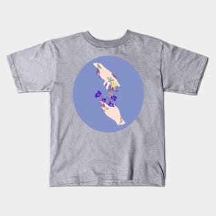 Minimal Cutout Hands and Florals Kids T-Shirt